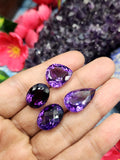 Amethyst Faceted Mix-Shaped Loose Gemstones - Regal Radiance - Lot of 4 units