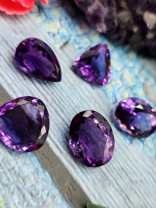 Amethyst Faceted Mix Shaped Loose Gemstone - Enchanting Beauty - Lot of 5 units