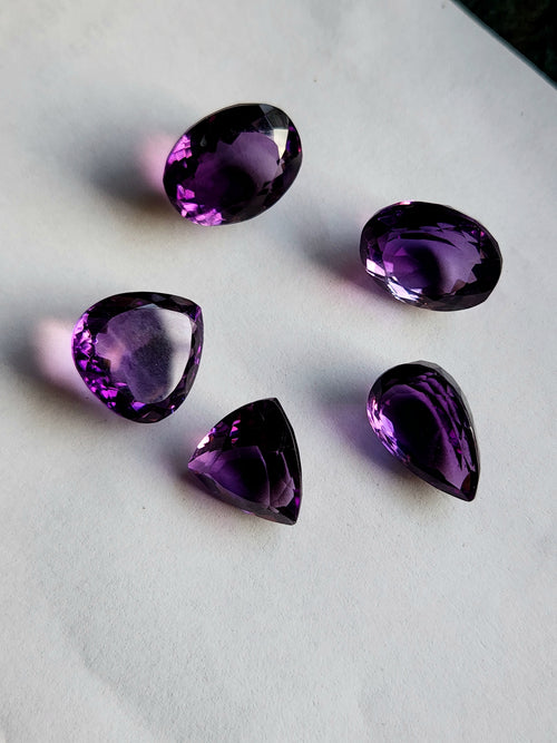 Amethyst Faceted Mix Shaped Loose Gemstone - Enchanting Beauty - Lot of 5 units