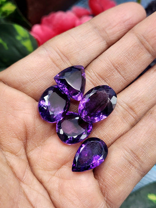 Amethyst Faceted Mix Shaped Loose Gemstone - Enchanting Beauty - Lot of 5 units