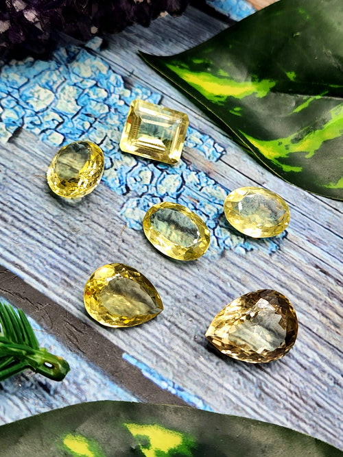 Lemon Quartz Faceted Mix-Shaped Loose Gemstones - Radiant Splendor and Vitality - Lot of 6 units