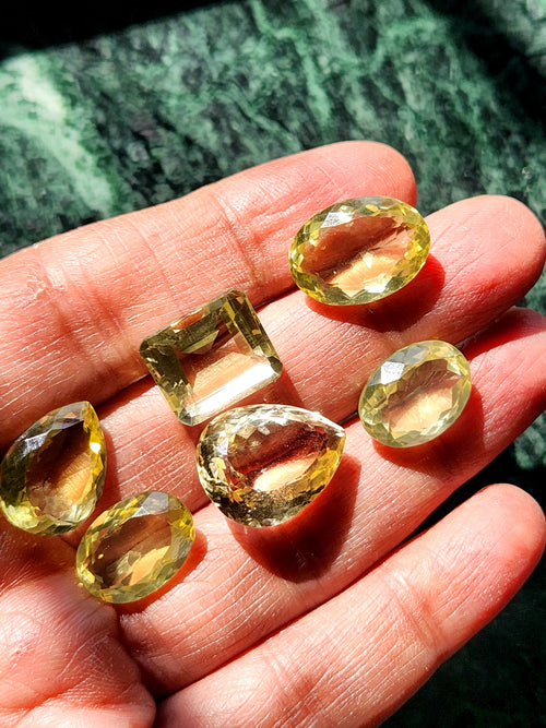 Lemon Quartz Faceted Mix-Shaped Loose Gemstones - Radiant Splendor and Vitality - Lot of 6 units