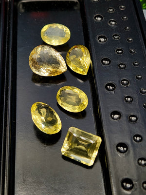 Lemon Quartz Faceted Mix-Shaped Loose Gemstones - Radiant Splendor and Vitality - Lot of 6 units
