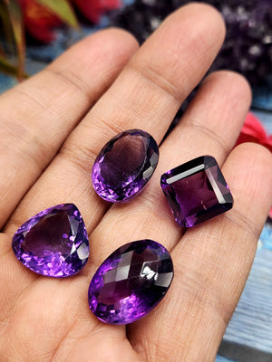 Amethyst Faceted Mix Shaped Loose Gemstones - Royal Radiance - Lot of 4 units