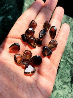 Smokey Quartz Faceted Loose Gemstones in Mixed Shape - Earthy Elegance - Lot of 16 units