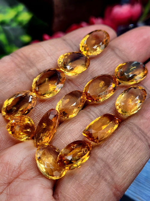 Citrine Faceted Loose Gemstones - Radiance and Elegance in Oval Shapes | Lot of 13 units