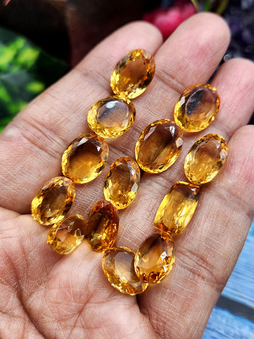 Citrine Faceted Loose Gemstones - Radiance and Elegance in Oval Shapes | Lot of 12 units