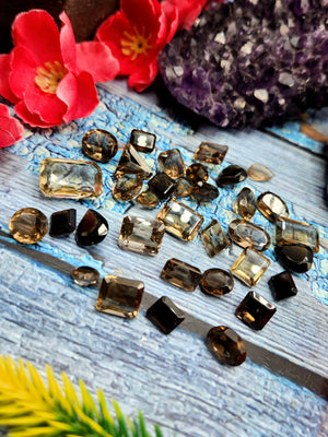 Smokey Quartz Faceted Loose Gemstones in Mixed Shape - Smoldering Sophistication - Lot of 32 units