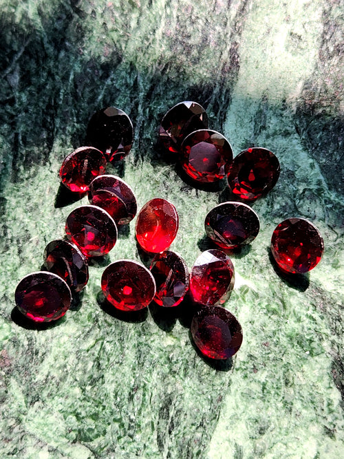 Red Garnet Faceted Loose Gemstones in Round Shaped - Radiant Passion a