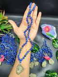 Lapis Lazuli and Pyrite 8mm Bead Mala with Pyrite Rough Pendant | Gemstone Necklace | Birthday Gift