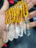 Citrine and Clear Quartz 8mm Bead Mala with Himalayan Quartz Natural Point Pendant | Gemstone Necklace | Birthday Gift | Valentine gift | ONE PIECE ONLY
