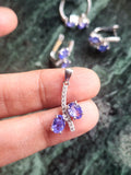 Tanzanite Jewelry Set of Finger Ring, Earrings and Pendant in sterling silver with rhodium polish | Birthday Gift | Valentine gift | Mother's Day gift