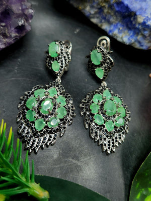 Sakota Emerald and Spinel Gemstone Jewelry Set of Earrings and Finger Ring | Gemstone Necklace | Birthday Gift | Valentine gift | Mother's Day gift