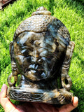 Labradorite Double Sided Buddha Carving - A Symbol of Spiritual Enlightenment | crystal home decor | Crystal Healing