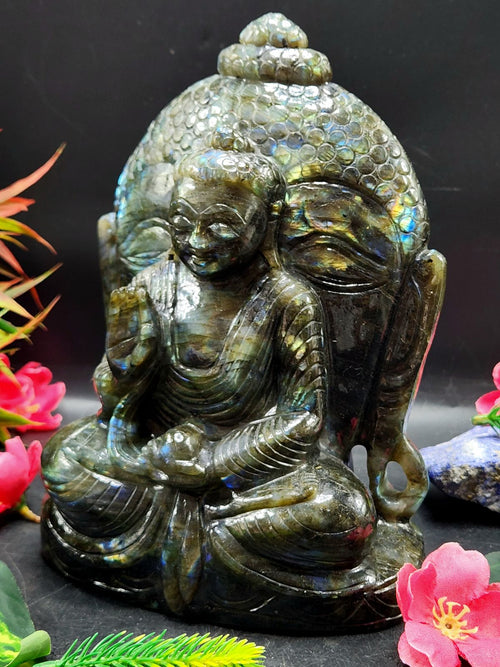 Labradorite Double Sided Buddha Carving - A Symbol of Spiritual Enlightenment | crystal home decor | Crystal Healing