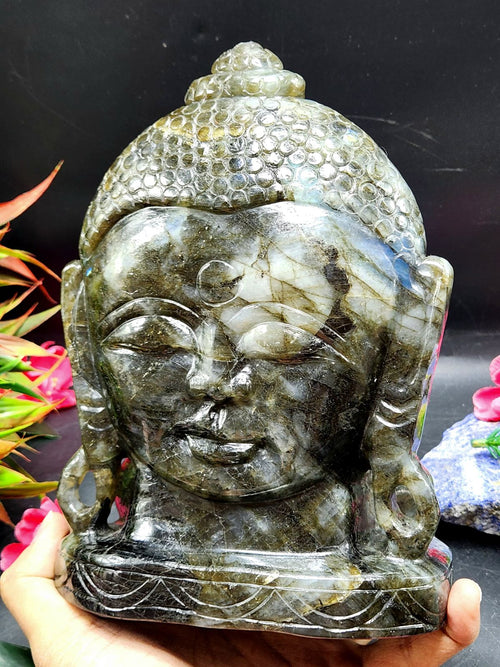 Labradorite Double Sided Buddha Carving - A Symbol of Spiritual Enlightenment | crystal home decor | Crystal Healing