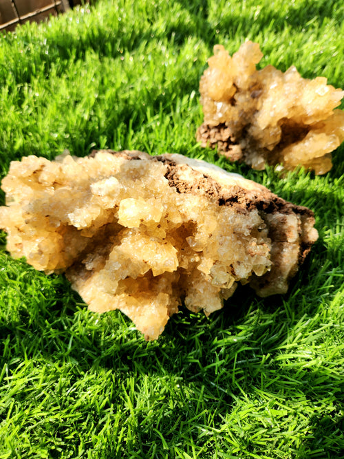 Yellow Calcite Mineral Specimen - The Radiant Sunstone of Inner Joy and Vitality | Reiki/Energy/Chakra/Healing | Lot of 2