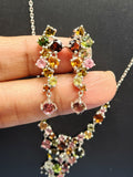 Multi Tourmaline Set of Necklace and a pair of Earring - Harmony in Hues | Gemstone Necklace | Birthday Gift | Valentine gift | Mother's Day gift