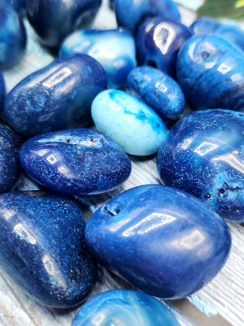 Blue Onyx Tumbles - A Gateway to Tranquility and Protection | Crystal | Gemstone | Reiki | Chakra Healing | Lot of 28 pieces