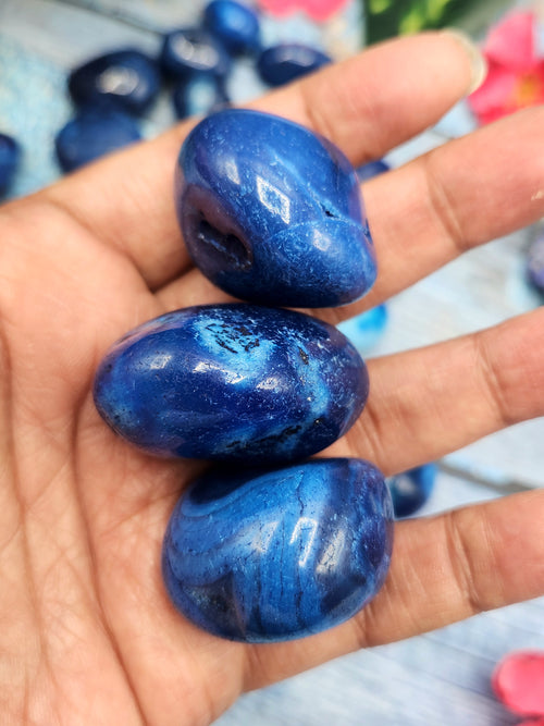 Blue Onyx Tumbles - A Gateway to Tranquility and Protection | Crystal | Gemstone | Reiki | Chakra Healing | Lot of 28 pieces