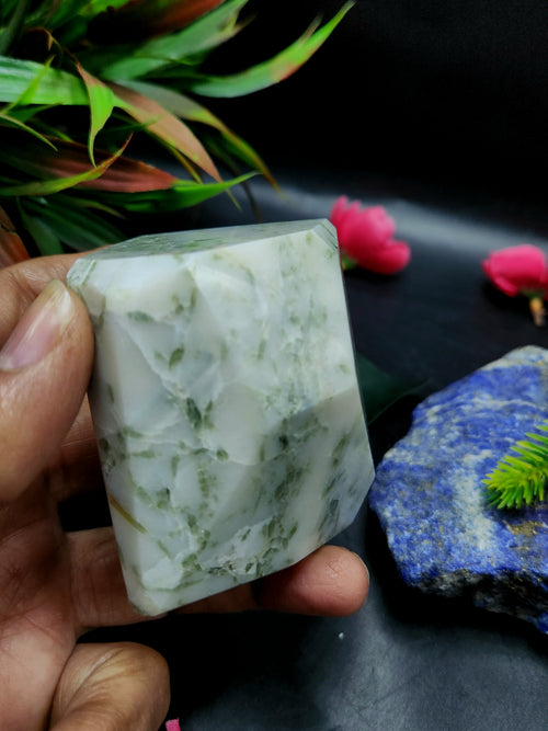 Green Tourmaline on Quartz Free Forms - A Harmony of Beauty and Healing  | Crystal Home Decor | Crystal Healing