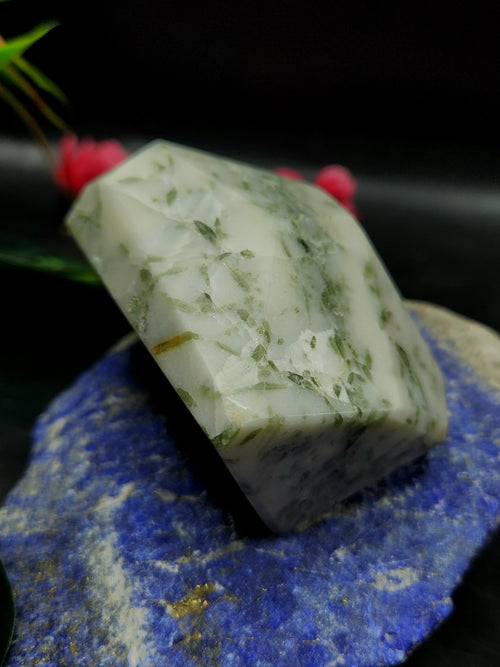 Green Tourmaline on Quartz Free Forms - A Harmony of Beauty and Healing  | Crystal Home Decor | Crystal Healing