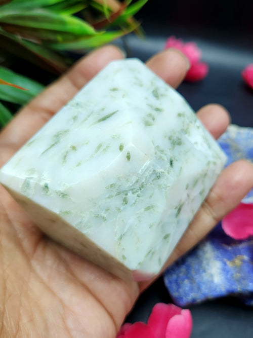 Green Tourmaline on Quartz Free Forms - A Harmony of Beauty and Healing  | Crystal Home Decor | Crystal Healing