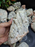 Aquamarine with Peach Moonstone and Pyrite inclusion rough stone: A Shield of Calm, Protection and Positive Energy | Weight 9.5 Kgs | Lot of 9.5 kgs