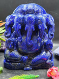 Lapis Lazuli Panchmukhi Ganesh Statue - A Divine Fusion of Wisdom and Spiritual Illumination | Reiki/Chakra/Healing/Energy | Home Decor
