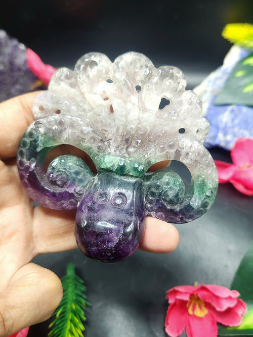 Multi Fluorite Octopus Carving: The Perfect Blend of Art, Healing and Home Decor | Animal carving