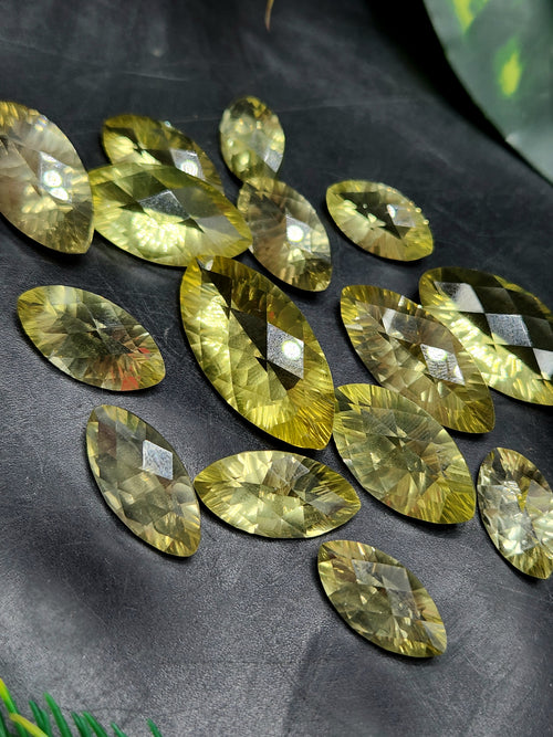 Lemon Quartz Faceted Loose Gemstones in marquise shape - Elevate Your Style with Radiance | Lot of 15 units