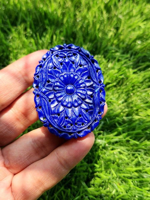 Lapis Lazuli Carved Mughal Floral Design Miniatures For Jewelry Pendant & Necklace: A Tribute to Elegance and Healing