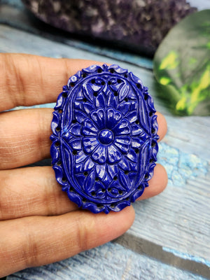 Lapis Lazuli Carved Mughal Floral Design Miniatures For Jewelry Pendant & Necklace: A Tribute to Elegance and Healing