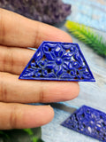 Lapis Lazuli Carved Mughal Floral Design Earring - A Fusion of Artistry and Healing Energies