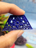 Lapis Lazuli Carved Mughal Floral Design Earring - A Fusion of Artistry and Healing Energies