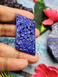Lapis Lazuli Gemstone Carved Pendant with Mughal Floral Design- Capturing the Regal Essence of Timeless Beauty | Birthday Gift | Valentine gift | Mother's Day gift