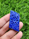 Lapis Lazuli Gemstone Carved Pendant with Mughal Floral Design- Capturing the Regal Essence of Timeless Beauty | Birthday Gift | Valentine gift | Mother's Day gift