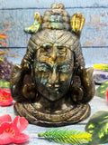 Lord Shiva Head in Labradorite Stone - Embrace the Power and Beauty of the Divine - 6.8 inches and 2.97 kgs