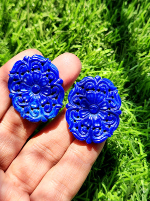 Lapis Lazuli Carved Miniature Earrings: Embodying Elegance, Royalty and Healing | Birthday Gift | Mother's Day gift