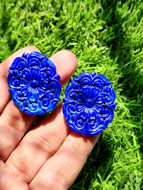 Lapis Lazuli Carved Miniature Earrings: Embodying Elegance, Royalty and Healing | Birthday Gift | Mother's Day gift