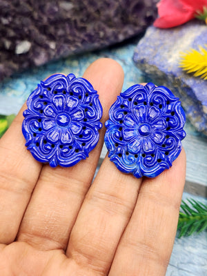 Lapis Lazuli Carved Miniature Earrings: Embodying Elegance, Royalty and Healing | Birthday Gift | Mother's Day gift