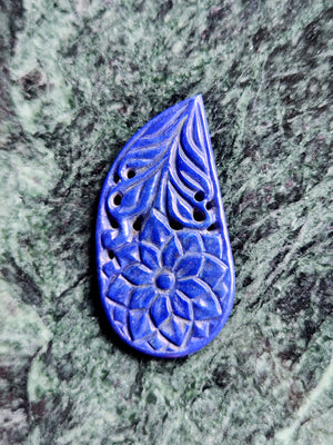 Lapis Lazuli Gemstone Carved Pendant with Mughal Floral Design: A Tribute to Heritage and Harmony | Gemstone Necklace | Birthday Gift | Valentine gift | Mother's Day gift