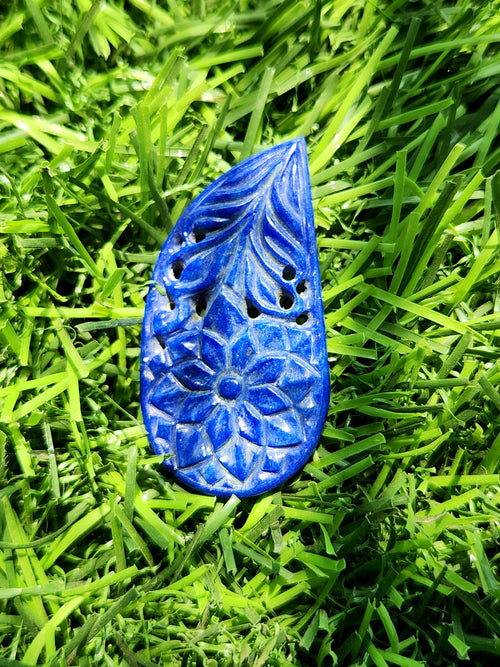 Lapis Lazuli Carved Mughal Floral Design Pendant: A Tribute to Heritage and Harmony | Gemstone Necklace | Birthday Gift | Valentine gift | Mother's Day gift