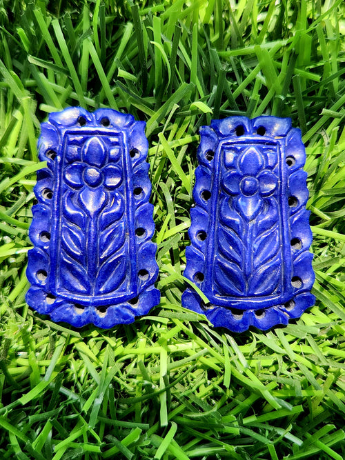 Lapis Lazuli Carved Miniature Earrings: A Majestic Fusion of Beauty and Benefits | Birthday Gift | Mother's Day gift