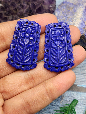 Lapis Lazuli Carved Miniature Earrings: A Majestic Fusion of Beauty and Benefits | Birthday Gift | Mother's Day gift