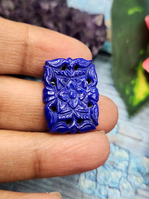 Lapis Lazuli Gemstone Carved Pendant with Mughal Floral Design - Eternal Elegance | Gemstone Necklace | Birthday Gift | Valentine gift | Mother's Day gift