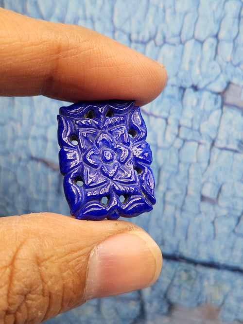 Lapis Lazuli Gemstone Carved Pendant with Mughal Floral Design - Eternal Elegance | Gemstone Necklace | Birthday Gift | Valentine gift | Mother's Day gift