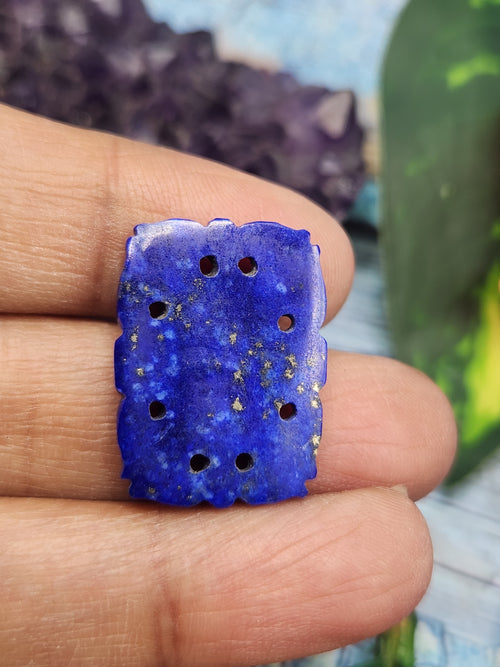 Lapis Lazuli Gemstone Carved Pendant with Mughal Floral Design - Eternal Elegance | Gemstone Necklace | Birthday Gift | Valentine gift | Mother's Day gift