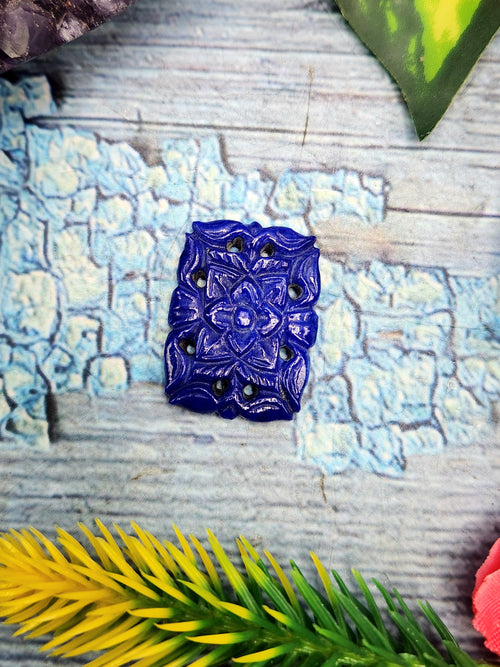 Lapis Lazuli Gemstone Carved Pendant with Mughal Floral Design - Eternal Elegance | Gemstone Necklace | Birthday Gift | Valentine gift | Mother's Day gift