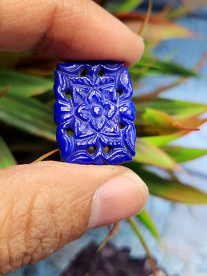 Lapis Lazuli Gemstone Carved Pendant with Mughal Floral Design - Eternal Elegance | Gemstone Necklace | Birthday Gift | Valentine gift | Mother's Day gift